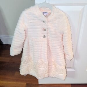 Blueberi Boulevard Light Pink Faux Fur Jacket